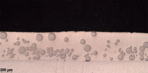 Metalografia de revestimento aplicado por laser cladding